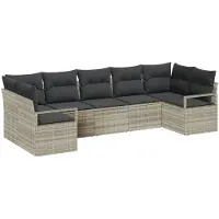 vidaXL Sofa Set 7 stk. Hellgrau [Synthetisch]: Poly Rattan