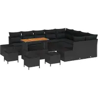 vidaXL Gartensofa-set 13 stk. 12-Sitzanzahl Schwarz Poly Rattan