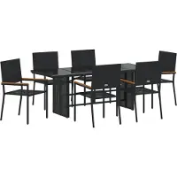 vidaXL Garten Essgruppe 7 stk. Schwarz Poly-Rattan