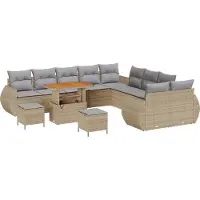 vidaXL Garten-Sofa-Set 13 stk. 13-Sitzanzahl Beige und Hellgrau