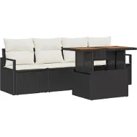 vidaXL Garten-Sofa-Set 5 stk. 4-Sitzanzahl Schwarz und Creme