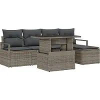 vidaXL Gartensofa-set 6 Stk. Grau Poly-Rattan