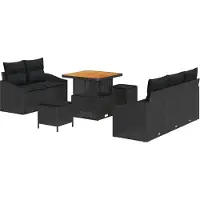 vidaXL Garten-Sofa-Set 8 stk. 7-Sitzanzahl Schwarz