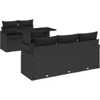 vidaXL Gartensofa-set mit Kissen 6 pcs Schwarz Poly-Rattan