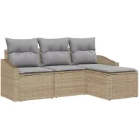 vidaXL Sofa Set 4 Stk. Beige [Synthetisch]: Poly Rattan
