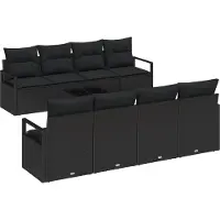 vidaXL Gartensofa-set mit Kissen 9 pcs Schwarz Poly-Rattan