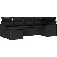vidaXL Gartensofa-set 6 stk. Schwarz Poly-Rattan