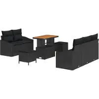 vidaXL Garten-Sofa-Set 8 stk. 7-Sitzanzahl Schwarz