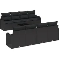 vidaXL Gartensofa-set 9 stk. 8-Sitzanzahl Schwarz