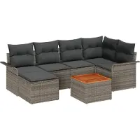 vidaXL Gartensofa-set 7 Stk. Grau Poly-Rattan