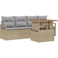 vidaXL Garten-Sofa-Set 5 Stk. 4-Sitzanzahl Beige und Hellgrau