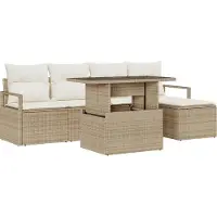vidaXL Garten-Sofa-Set mit Kissen 6 pcs Beige und Creme
