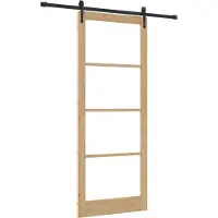 vidaXL Schiebetür Natur 93 x 232 cm Massivholz Kiefer und Glas