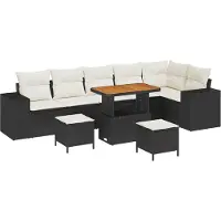 vidaXL Gartensofa-set 9 stk. 6-Sitzanzahl Schwarz und Creme
