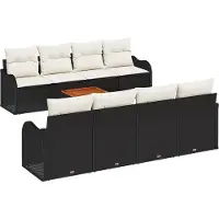 vidaXL Gartensofa-set 9 stk. Schwarz und Creme Poly-Rattan