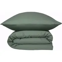 Schiesser Bettwäscheset Ella | Baumwollsatin | 2-teilig | Unifarben | 100% Baumwolle | Seidig glatt | YKK-Reißverschluss | 155x220 cm + 80x80 cm | Dunkelgrün