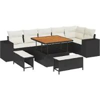 vidaXL Gartensofa-set 9 stk. 6-Sitzanzahl Schwarz und Creme