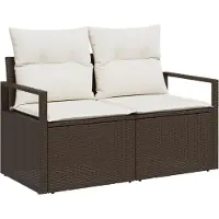 vidaXL Sofa Set mit Kissen 6 pcs Braun Poly Rattan