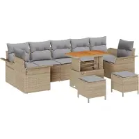 vidaXL Gartensofa-set 10 stk. Beige Poly-Rattan