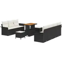 vidaXL Gartensofa-set 10 stk. Schwarz Poly-Rattan