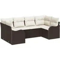 vidaXL Garten-Sofa-Set 6 Stk. Braun und Weiß Poly Rattan
