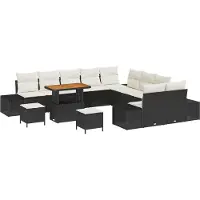vidaXL Gartensofa-set 13 stk. 12-Sitzanzahl Schwarz Poly Rattan