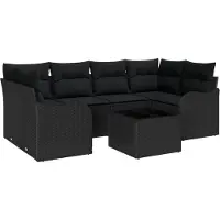 vidaXL Garten-Sofa-Set 7 stk. 6-Sitzanzahl Schwarz