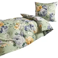 TRAUMSCHLAF Mako-Satin Bettwäsche Rosi grün 155x220 cm + 80x80 cm