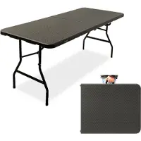 Rijoka Klapptisch Camping Rattan Gartentisch – Campingtisch Klappbar – 75x180cm – für 6 bis 8 Personen – Taupe