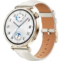INF Uhrenarmband aus Leder für Huawei Watch GT5 – 18 mm White + Gold