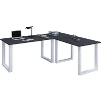 VCM Holz Schreibtisch | Eckschreibtisch schlicht | 190x160 | L Form links oder rechts | Arbeitstisch Platte 50 cm tief | Computertisch Büromöbel - Lona U