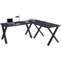 VCM Holz Schreibtisch | Eckschreibtisch schlicht | 190x190 | L Form links oder rechts | Arbeitstisch Platte 80 cm tief | Computertisch Büromöbel - Lona X