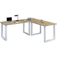 VCM Holz Schreibtisch | Eckschreibtisch schlicht | 190x160 | L Form links oder rechts | Arbeitstisch Platte 50 cm tief | Computertisch Büromöbel - Lona U