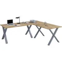 VCM Holz Schreibtisch | Eckschreibtisch schlicht | 160x130 | L Form links oder rechts | Arbeitstisch Platte 50 cm tief | Computertisch Büromöbel - Lona X