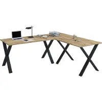VCM Holz Schreibtisch | Eckschreibtisch schlicht | 190x160 | L Form links oder rechts | Arbeitstisch Platte 80 cm tief | Computertisch Büromöbel - Lona X
