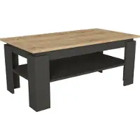 En.casa Couchtisch 'Krirdfjos' Wohnzimmertisch mit 1 Ablage 110 x 60 x 47 cm Anthrazit/Saphir-Eiche