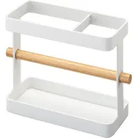 Yamazaki Küchenutensilienhalter Besteckhalter Metall weiß mit Holz 03154