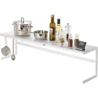 Yamazaki Küchenregal Standregal Arbeitsplatte weiß Metall ausziehbar 54-92x25x22cm "TOWER"