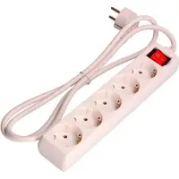 EDM Steckdosenleiste Mit 5 Steckdosen Und Schalter 3x1.5 Mm 1.5 M Weiß One Size / EU Plug Weiß One Size