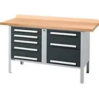Schäfer Shop Kastenwerkbank PWi 150-8, Buche Multiplexplatte, bis 750 kg, B 1500 x T 700 x H 840 mm, Anthrazit