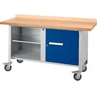 Schäfer Shop Mobile Werkbank PWi 150-1, Buche-Dekor Multiplexplatte, bis 400 kg, B 1500 x T 700 x H 840 mm