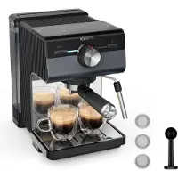 Krups Authentic+ XP384G, Espressomaschine, 2 l, Kaffeepad, Gemahlener Kaffee, Schwarz, Grau