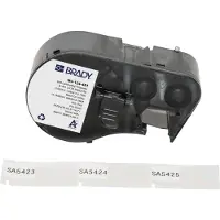 Brady M4-124-461, Polyester, Schwarz auf weiss/Transparent, 12.70 x 19.05(41.91) mm, selbstlaminier
