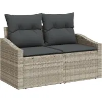 vidaXL Garten-Sofa mit Kissen 123 x 62 x 69 cm Poly-Rattan