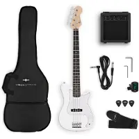 Gear4Music VISIONSTRING 3/4-E-Bass – Paket Weiß