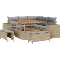 vidaXL Gartensofa-set 8 stk. 7-Sitzanzahl Beige und Hellgrau