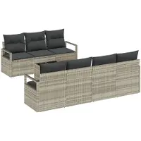 vidaXL Sofa Set mit Kissen 8 pcs Hellgrau Poly Rattan