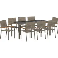 vidaXL Garten Essgruppe 9 stk. Grau Poly-Rattan