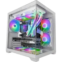 Mars Gaming MC-VIEW2W, Mini Tower, PC, Weiß, micro ATX, Mini-ITX, Metall, Gehärtetes Glas, Gaming