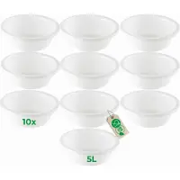 Novaliv 10x Spülschüssel Rund 5L, D32 cm, Weiss, BPA-frei & Spülmaschinenfest – Ideal für Küche und